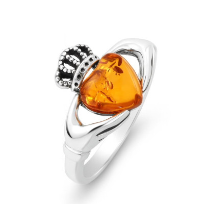 Bague Claddagh Argent et Ambre
