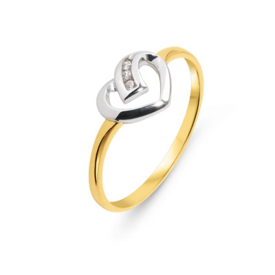 Bague Coeur 2 Ors 375 et Oxyde de zirconium