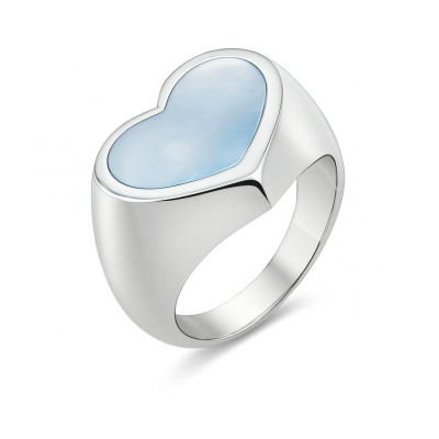 Bague Coeur Nacre Bleue en Argent