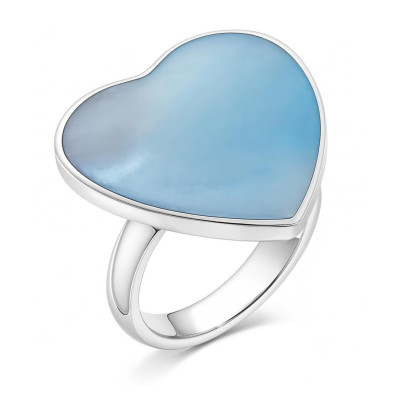 Bague Coeur Nacre Bleue en Argent