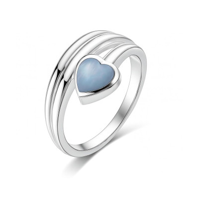 Bague Coeur Nacre Bleue en Argent
