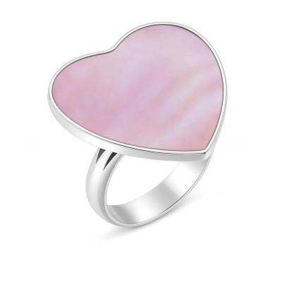 Bague Coeur Nacre Rose en Argent