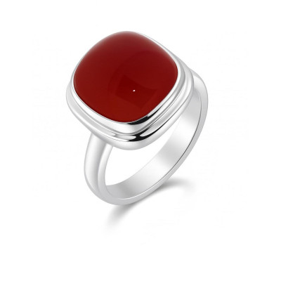 Bague Cornaline Coussin 12mm en Argent
