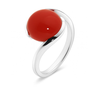 Bague Cornaline Moderne Cabochon Rond 12mm