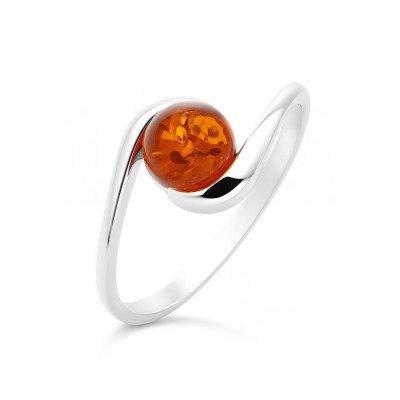 Bague Corps croisé Ambre 7mm en Argent 925