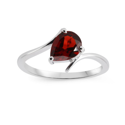 Bague Croisée Argent et Grenat  Poire