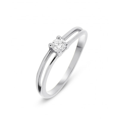 Bague  Diamant Or Blanc 750 Corps Ondulé