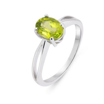 Bague Élancée Argent Péridot  Ovale 8x6mm
