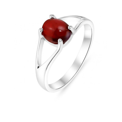 Bague en Argent 925 et Grenat Ovale 8x6mm