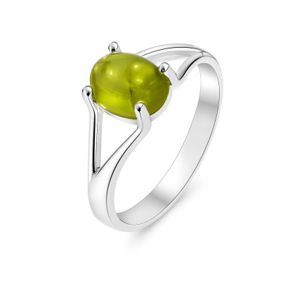 Bague en Argent 925 et Péridot Ovale 8x6mm