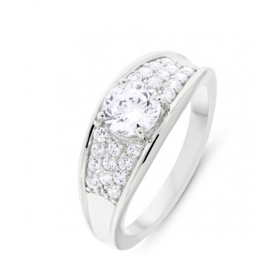 Bague en Argent 925 rhodié et Oxyde de zirconium