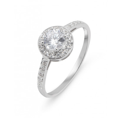 Bague en or blanc 375 et oxyde de zirconium