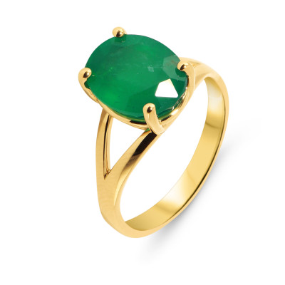 Bague en Or Jaune 750 Emeraude ovale 11x9mm