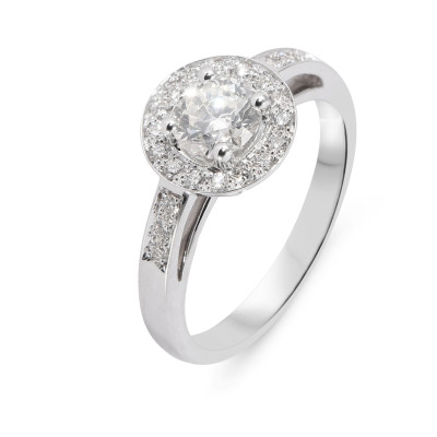 Bague Entourage Diamant Or Blanc 750