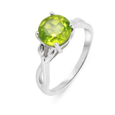 Bague Entrelacée Argent Péridot Rond 8mm