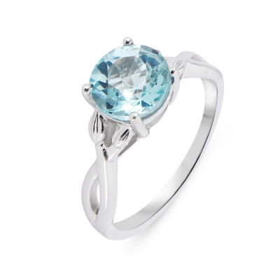 Bague Entrelacée Argent Topaze bleue traitée Ronde 8mm