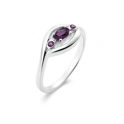 Bague Fantaisie Argent et 3 Améthystes
