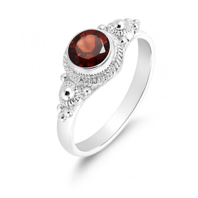 Bague Grenat en Argent 925 - Pierre Ronde 6mm