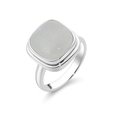 Bague Labradorite Coussin 12mm en Argent