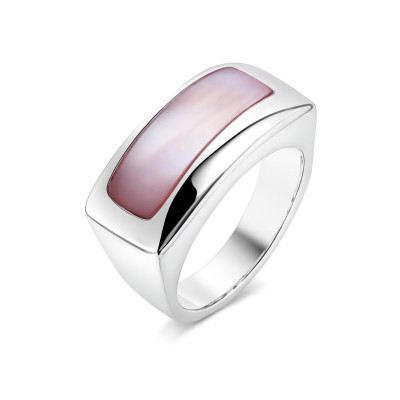 Bague Large Argent  Nacre Rose