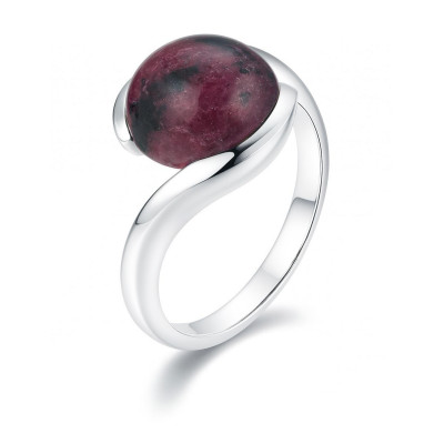 Bague Moderne Rhodonite Cabochon Rond 12mm