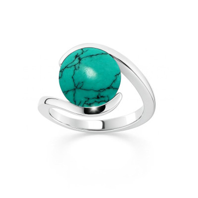Bague Moderne Turquoise reconstituée Ronde 12mm