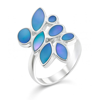 Bague Nacre Bleue en Argent
