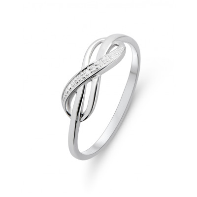 Bague Or Blanc 750 Signe Infini et Diamant