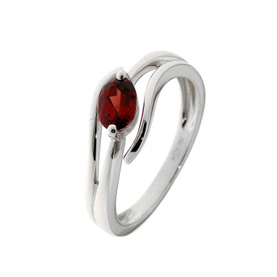 Bague Or Blanc Grenat Ovale 6x4mm