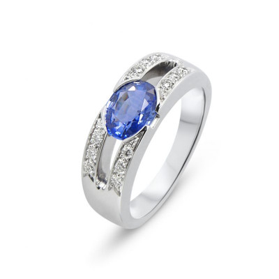 bague or blanc saphir