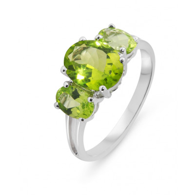 Bague Or Blanc Trilogie Péridots Ovales