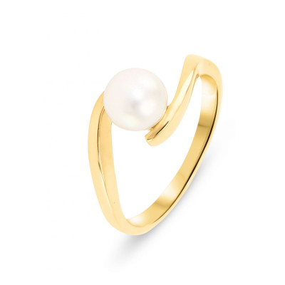 Bague Or jaune 750 Perle de culture Akoya 7.5mm