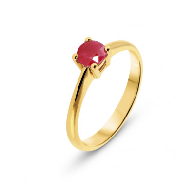 Bague Or Jaune 750 Rubis rond 4.5mm