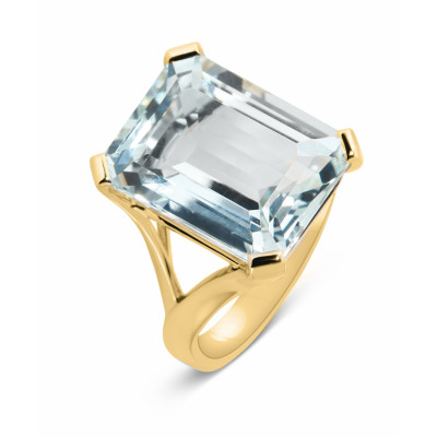 Bague Aigue Marine Rectangulaire Or Jaune