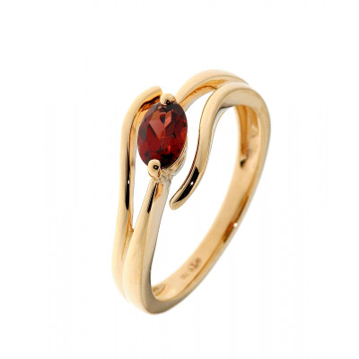 Bague Or Jaune Grenat Ovale 6x4mm