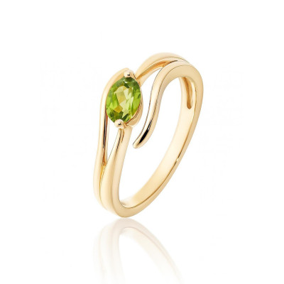 Bague Or  Jaune Péridot Ovale 6x4mm