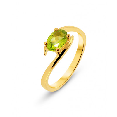 Bague Or Jaune Péridot Ovale 7x5mm