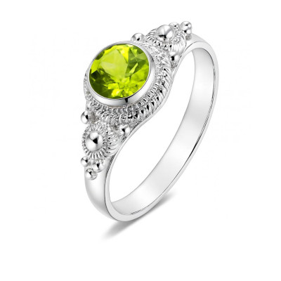 Bague Péridot en Argent 925 - Pierre Ronde 6mm