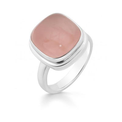 Bague Quartz Rose Coussin 12mm en Argent