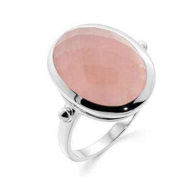 Bague Quartz Rose Ovale taille Dome 14x12mm