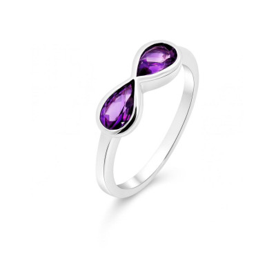Bague signe infini Argent 925 Rhodié Améthyste