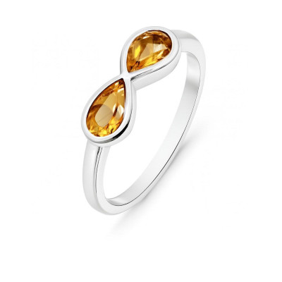 Bague signe infini Argent 925 Rhodié Citrine