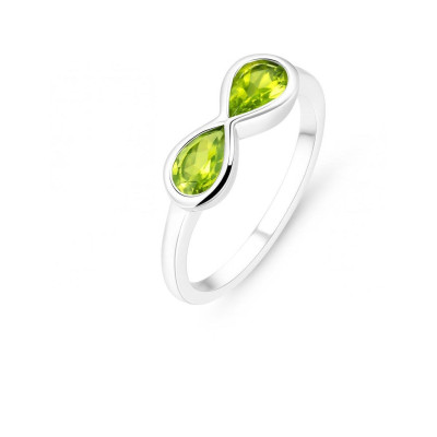 Bague signe infini Argent 925 Rhodié Péridot