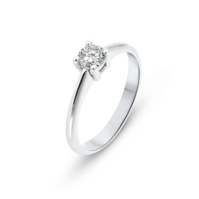 Bague Solitaire Or Blanc 750 Diamant 0.30 carat