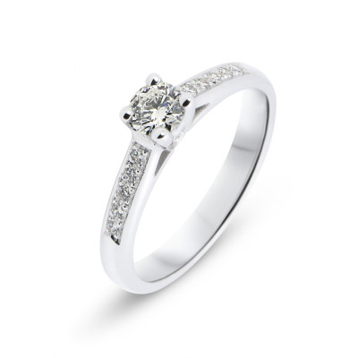 Bague Solitaire Or Blanc 750 Diamant