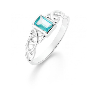 Bague Topaze Bleue traitée Argent Motif celtique
