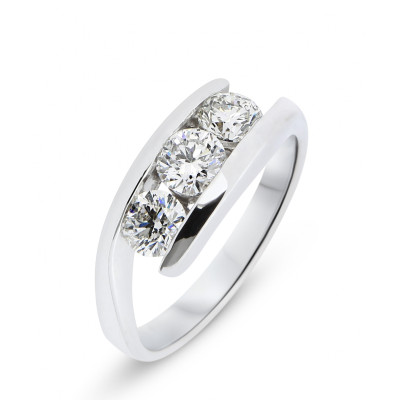Bague Trilogie Diamant Or Blanc 750 (0.95ct)