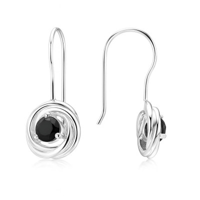 BO Argent Anneaux Oxyde de Zirconium Noir