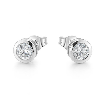 BO Argent Oxyde Blanc Rond 5mm Serti Clos