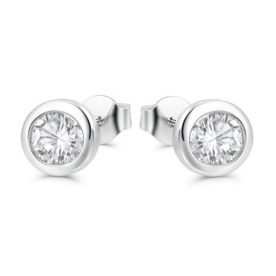 BO Argent Oxyde Blanc Rond 6mm Serti Clos